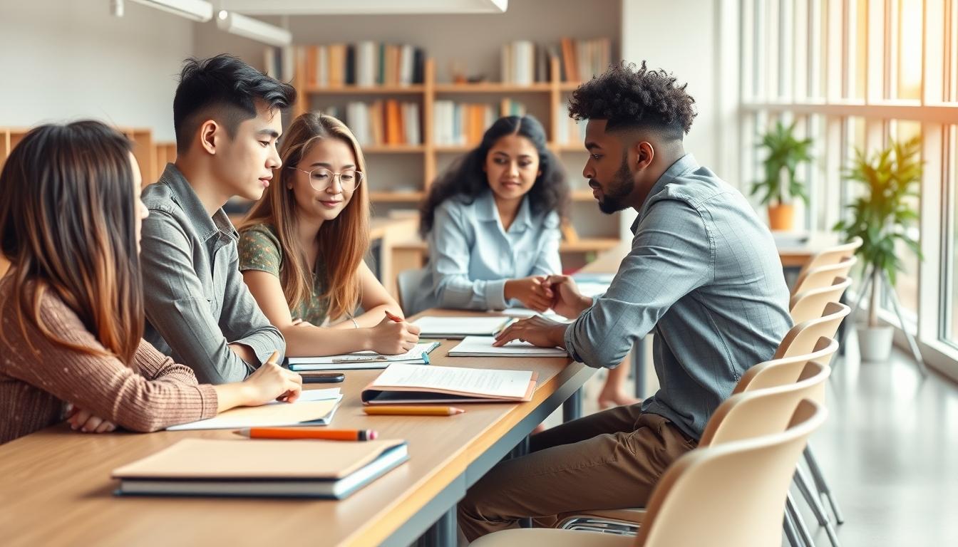 Student using learning strategies while studying